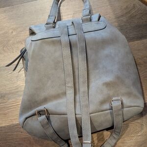 Backpack suede soft gray fabric
